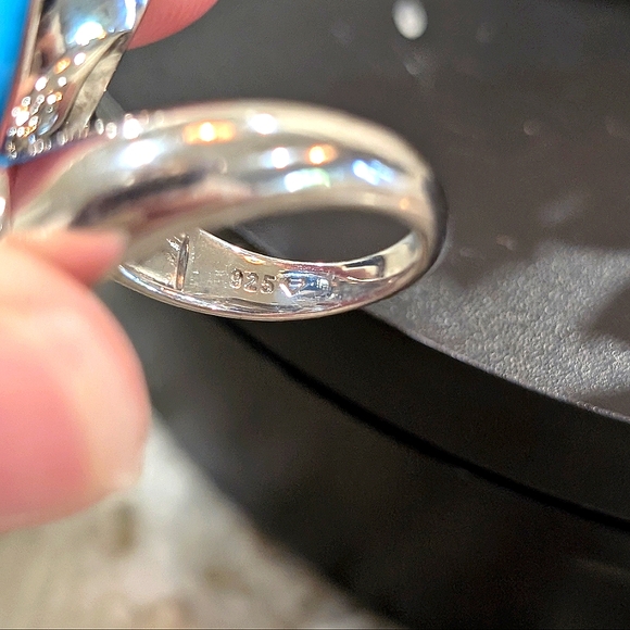 925 Silver Larimar And Blue Topaz Ring - Picture 6 of 10